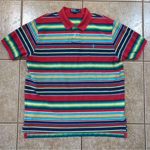 Vintage Polo Ralph Lauren Polo XXL Shirt Rainbow Multicolored Striped Pony